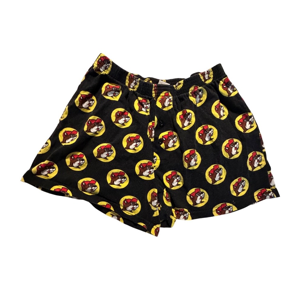 Buc-ee's Logo Lounge Shorts Mens Small Black‎ Beaver Mascot Print